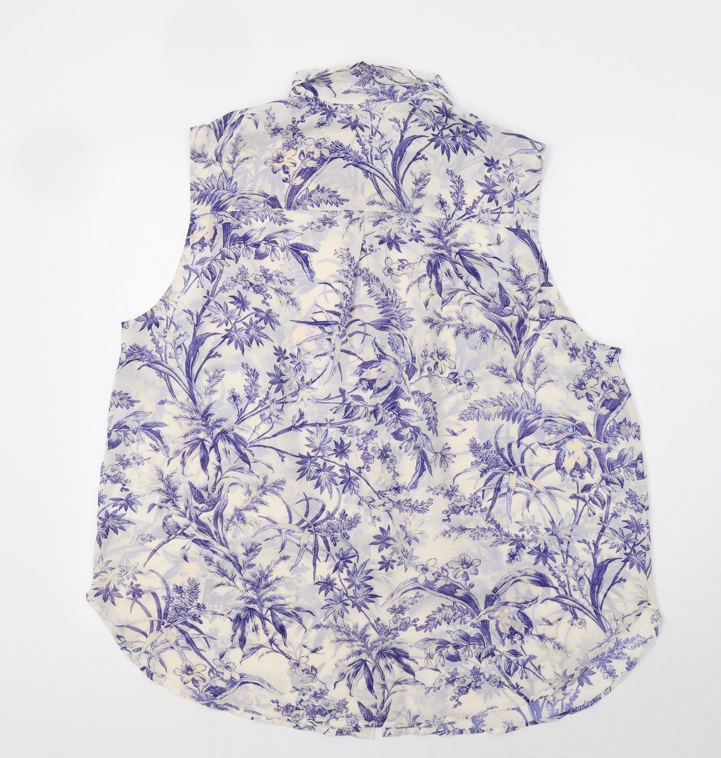 H&M Womens White Floral  Tunic Blouse Size XL