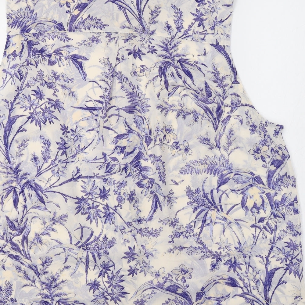 H&M Womens White Floral  Tunic Blouse Size XL