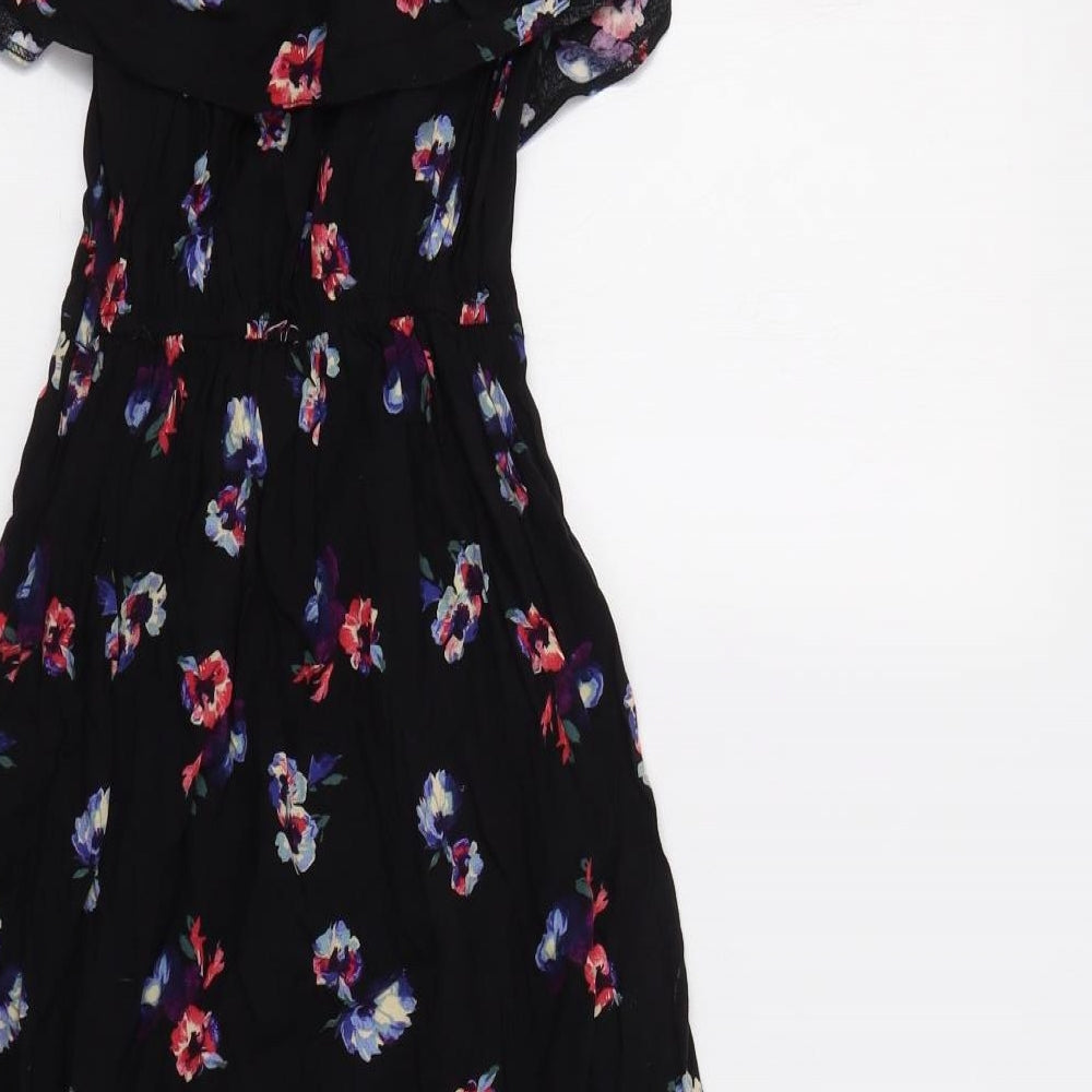 Primark Womens Black Floral  Fit & Flare  Size 10