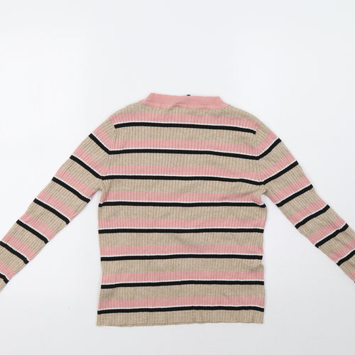 H&M Womens Beige Striped  Pullover Jumper Size M