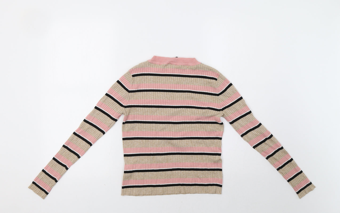 H&M Womens Beige Striped  Pullover Jumper Size M