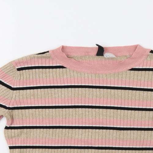 H&M Womens Beige Striped  Pullover Jumper Size M