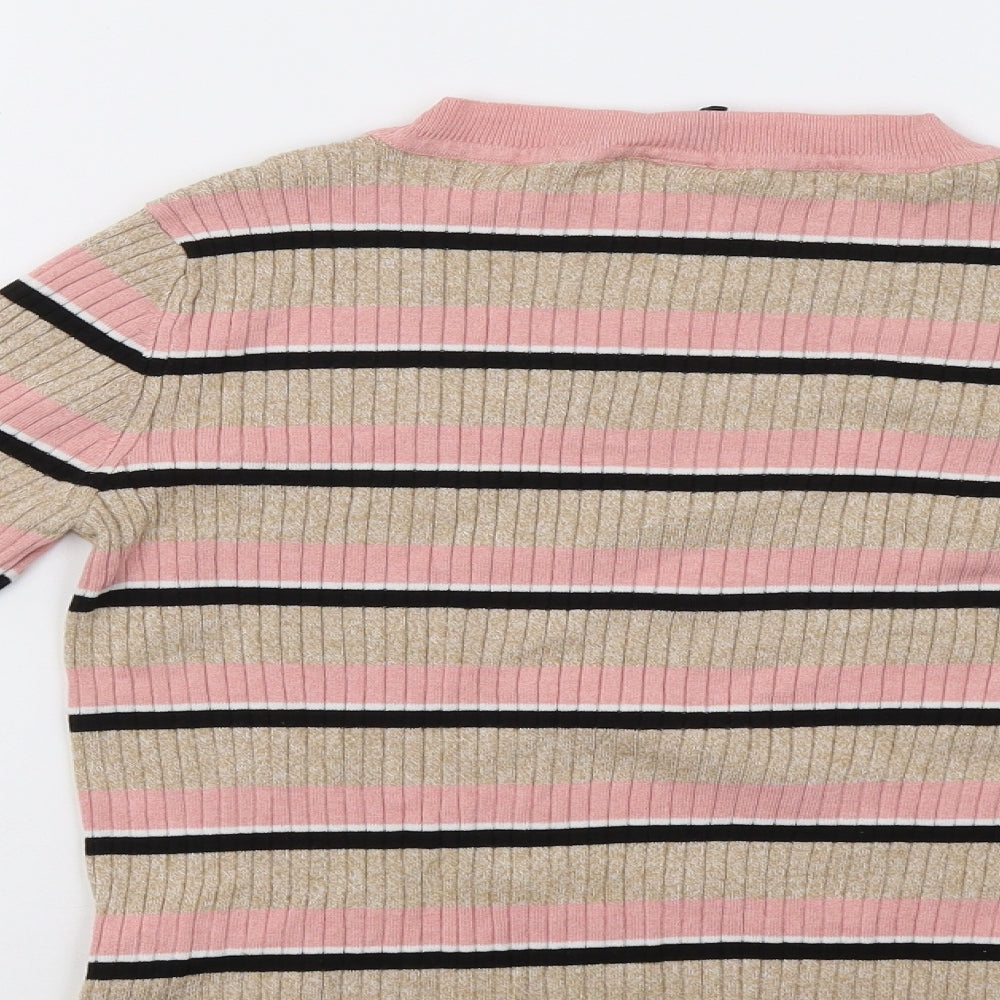 H&M Womens Beige Striped  Pullover Jumper Size M