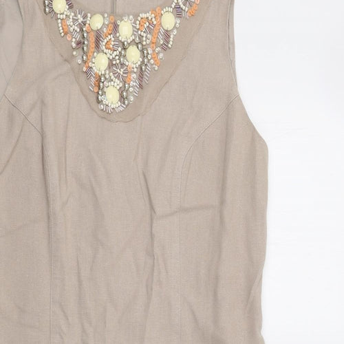 E-vie Womens Beige   Sheath  Size 12  - Embellished Collar