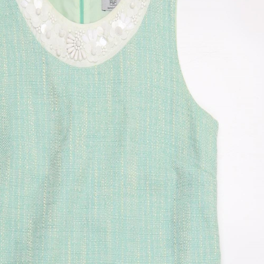 F&F Womens Green   Sheath  Size 12  - Embellished Collar