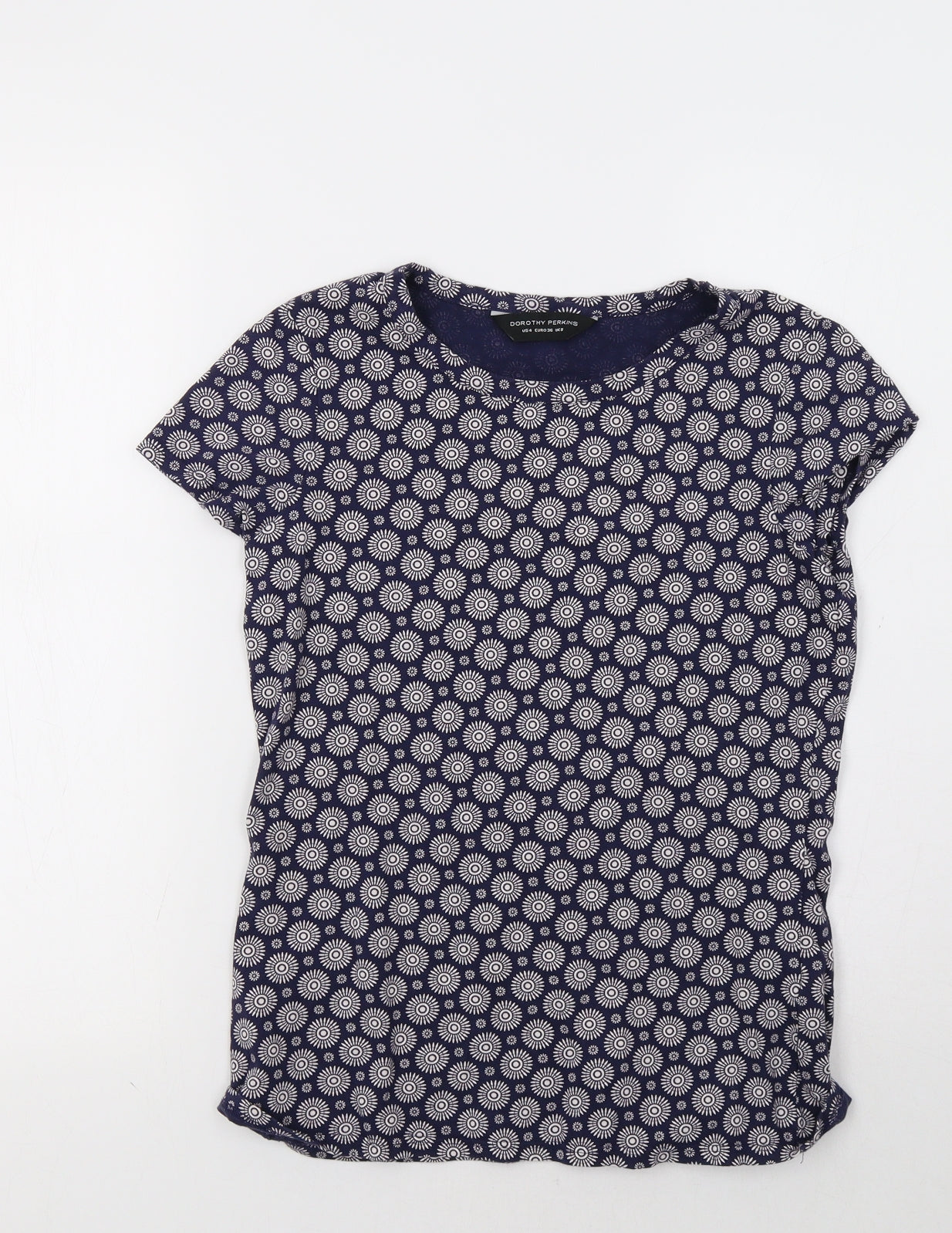 Dorothy Perkins Womens Blue Floral  Basic T-Shirt Size 8