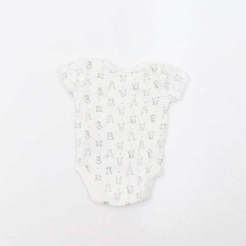 George Baby White Geometric  Romper One-Piece Size 0-3 Months  - Bear Print