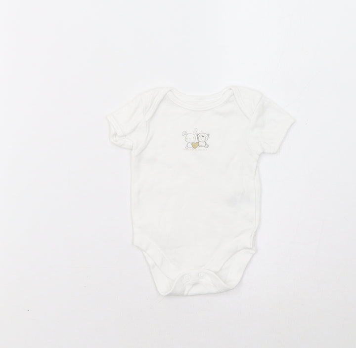 George Baby White   Romper One-Piece Size 0-3 Months  - Bunny & Bear