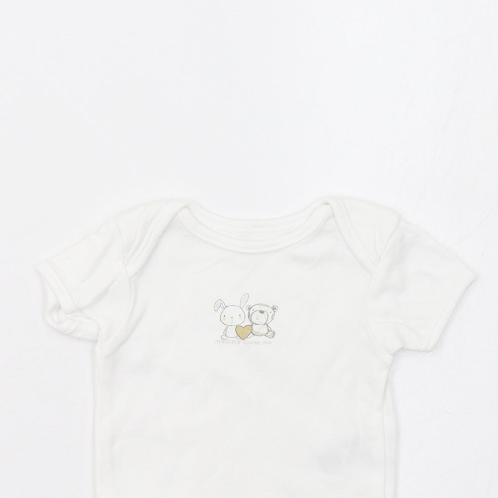 George Baby White   Romper One-Piece Size 0-3 Months  - Bunny & Bear