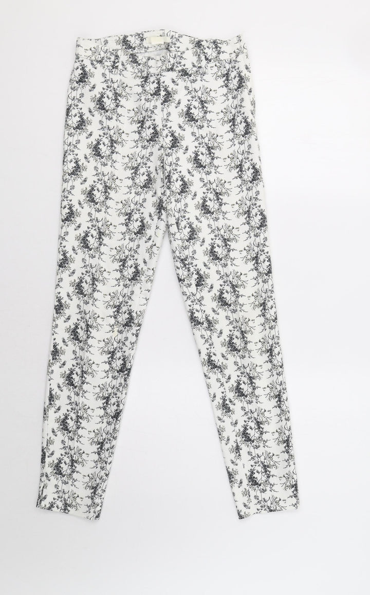 H&M Womens White Floral  Trousers  Size S L27 in