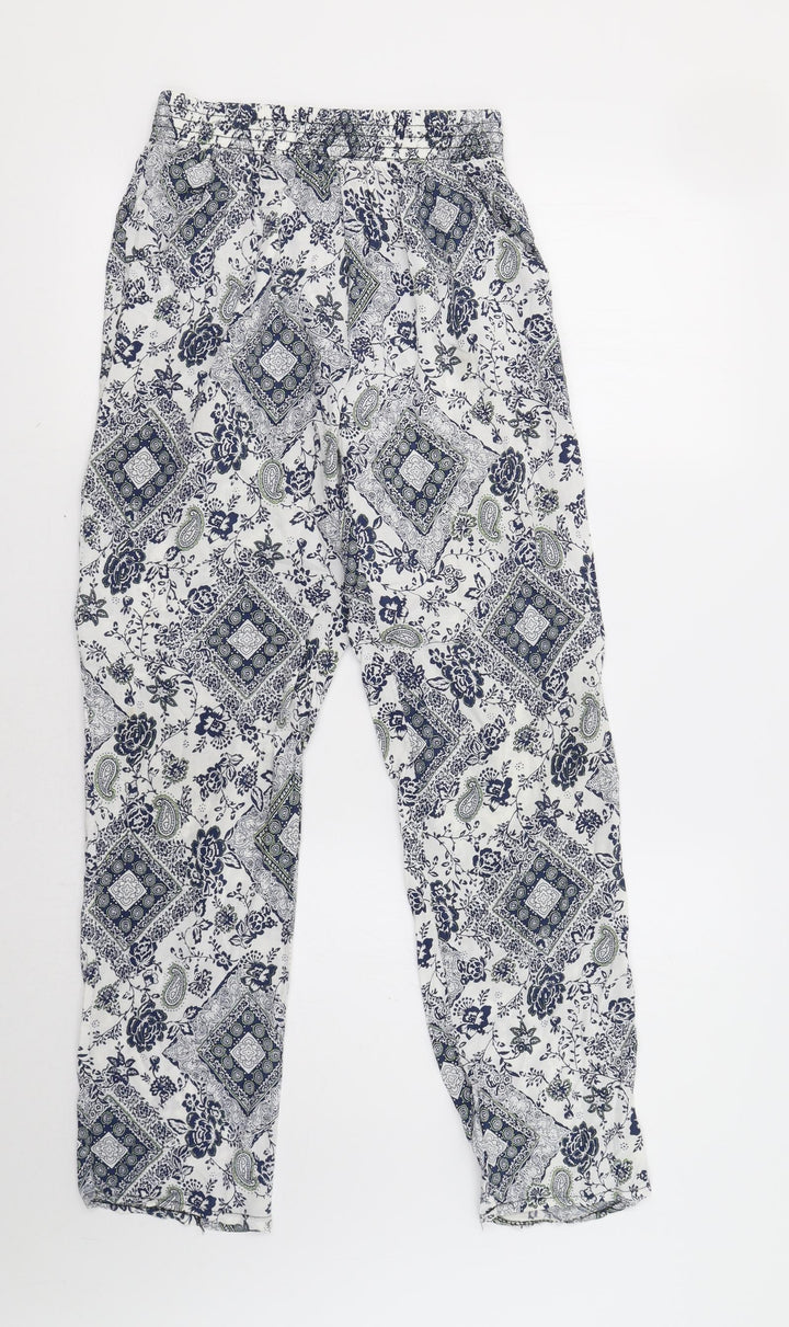 YAYA Womens Blue Paisley Trousers Size S L28 in