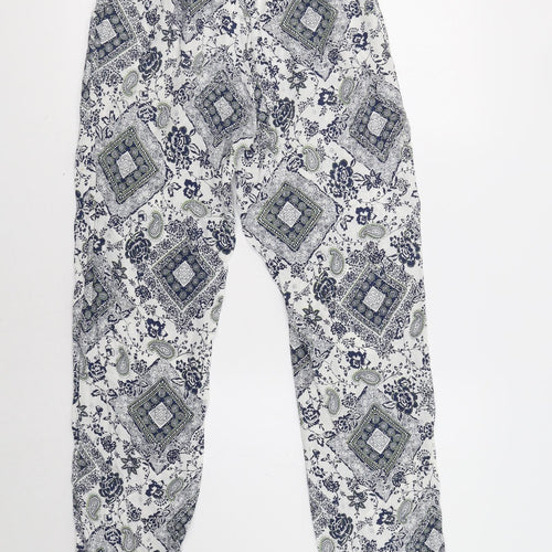 YAYA Womens Blue Paisley  Trousers  Size S L28 in