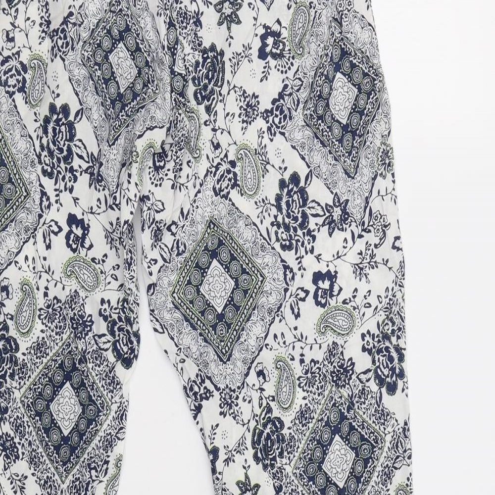 YAYA Womens Blue Paisley  Trousers  Size S L28 in