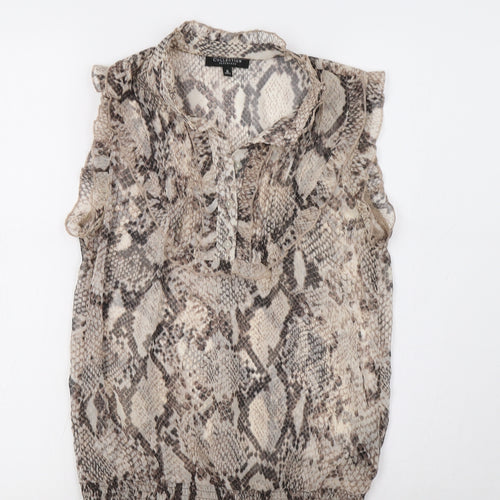 Debenhams Womens Brown Animal Print  Basic Blouse Size 8