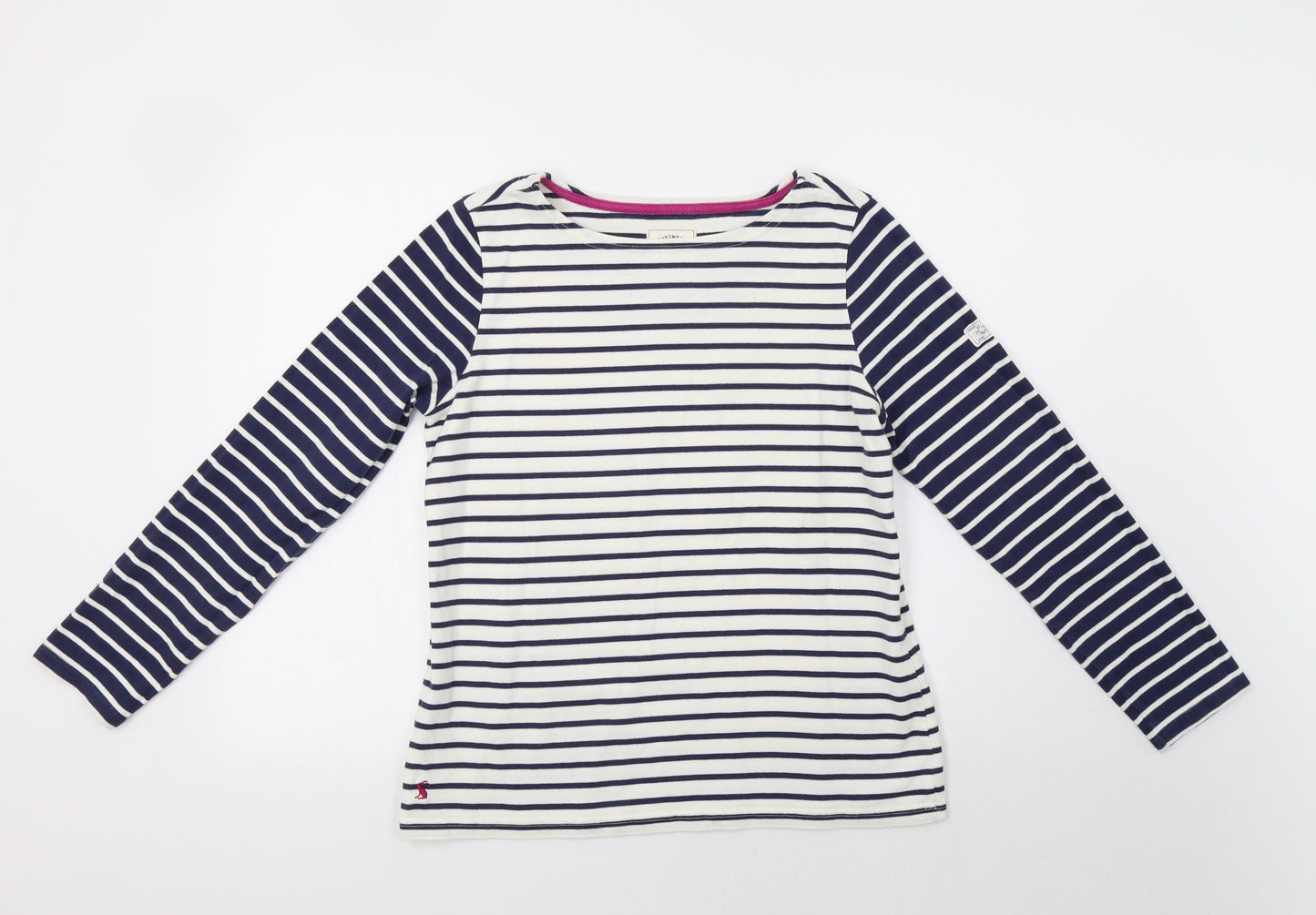 Joules Womens White Striped  Basic Blouse Size 12