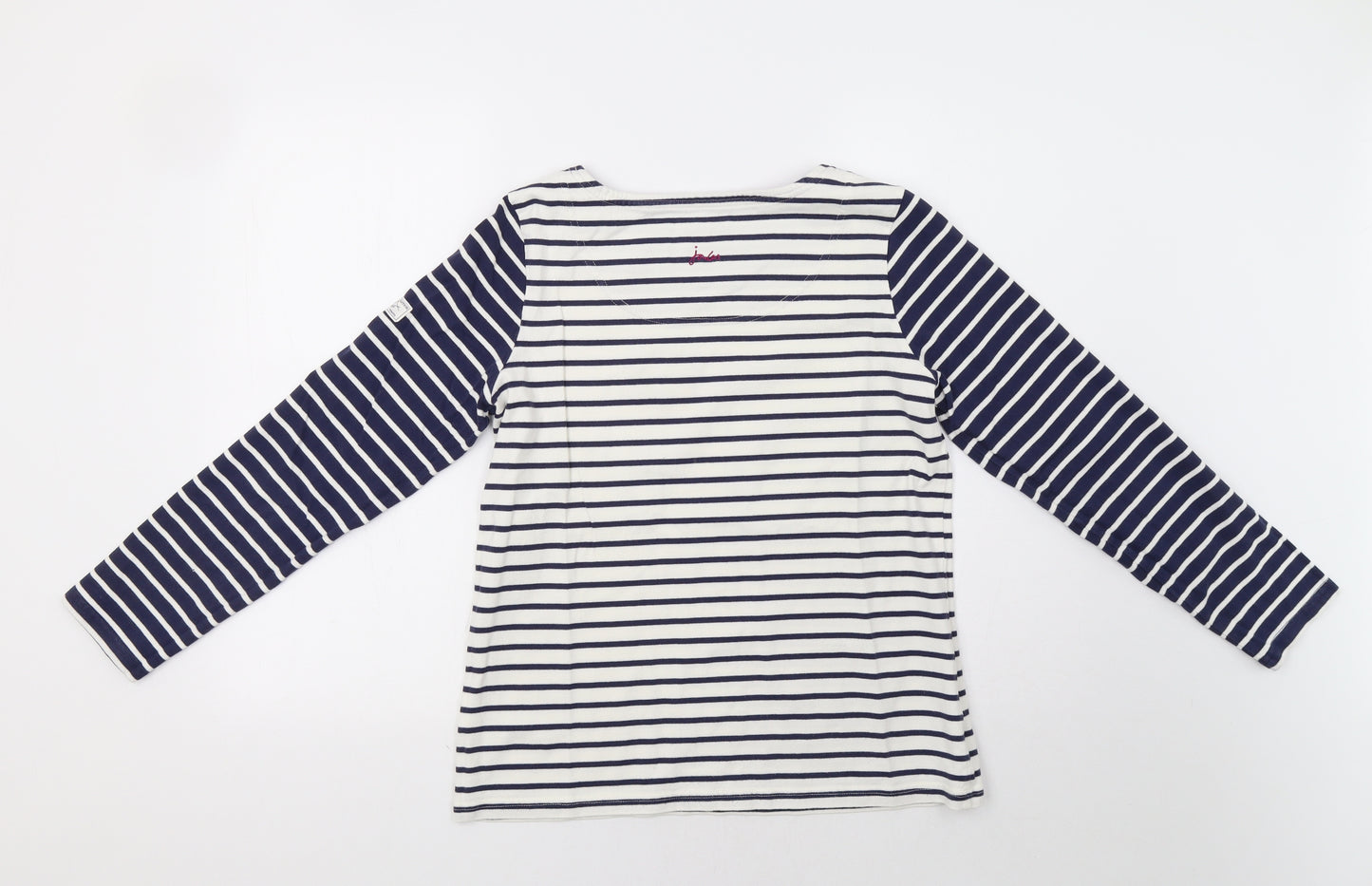 Joules Womens White Striped  Basic Blouse Size 12