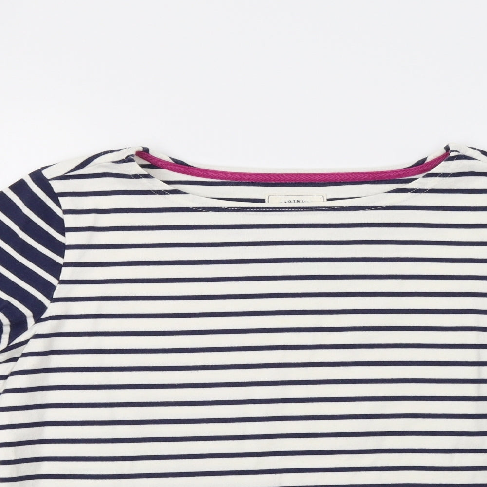 Joules Womens White Striped  Basic Blouse Size 12
