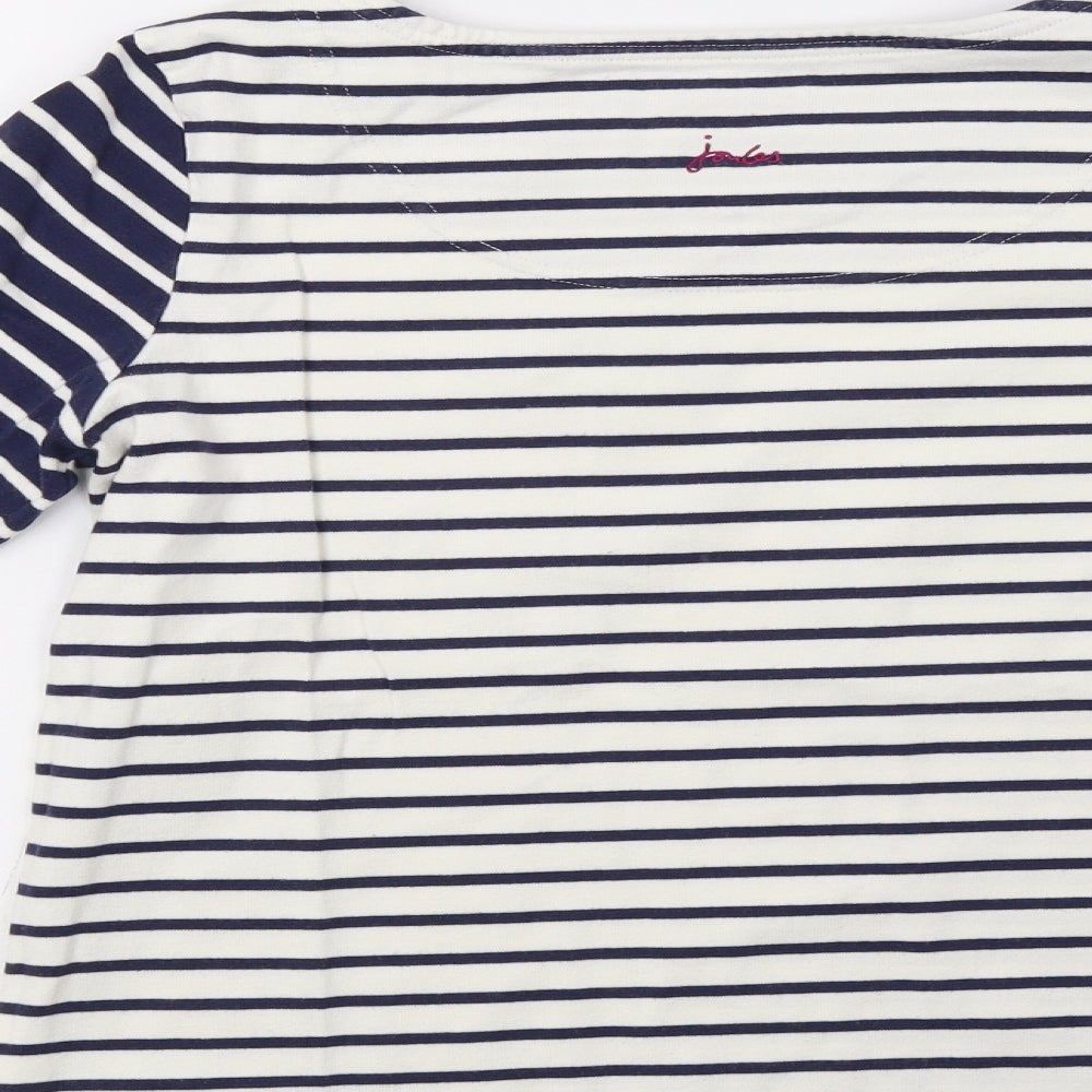 Joules Womens White Striped  Basic Blouse Size 12