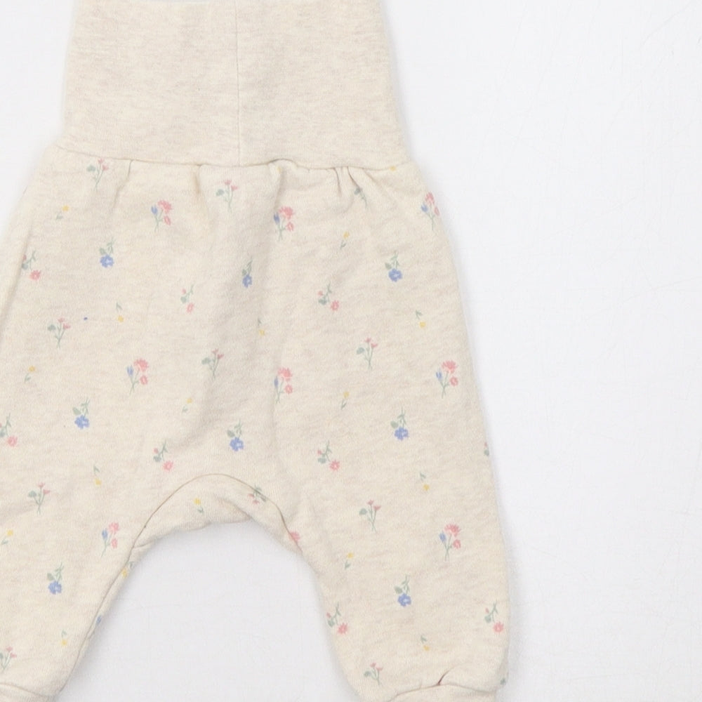 H&M Baby Beige Floral  Jogger Leggings Size 0-3 Months