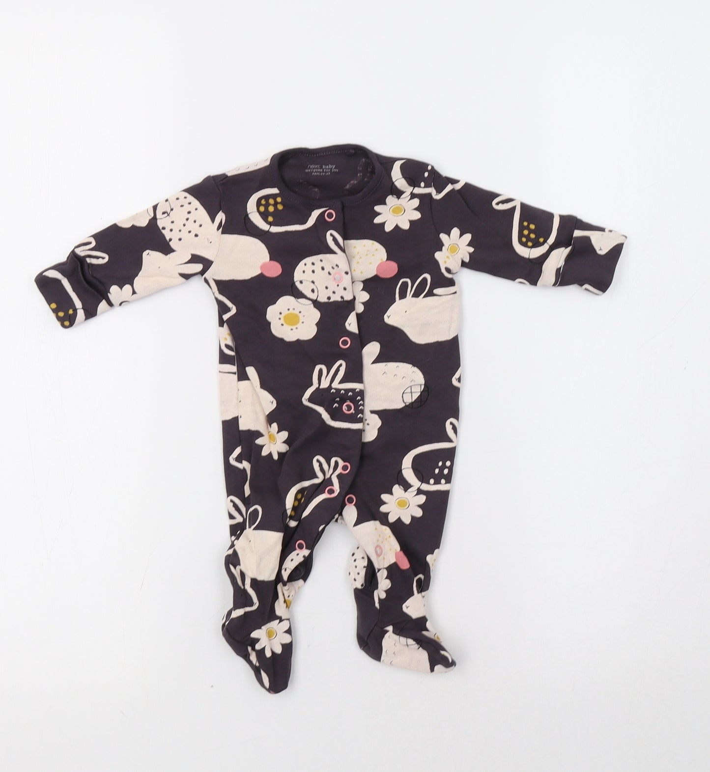 NEXT Baby Blue Floral  Babygrow One-Piece Size 0-3 Months  - Bunnies