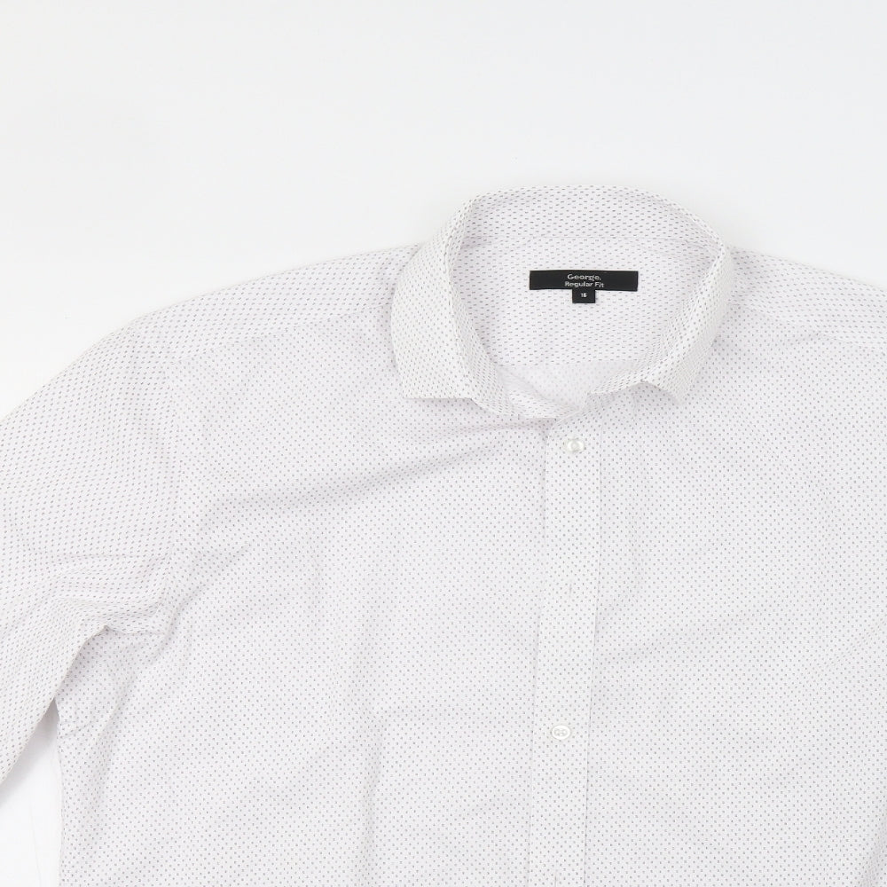 George Womens White Geometric  Basic Button-Up Size 16