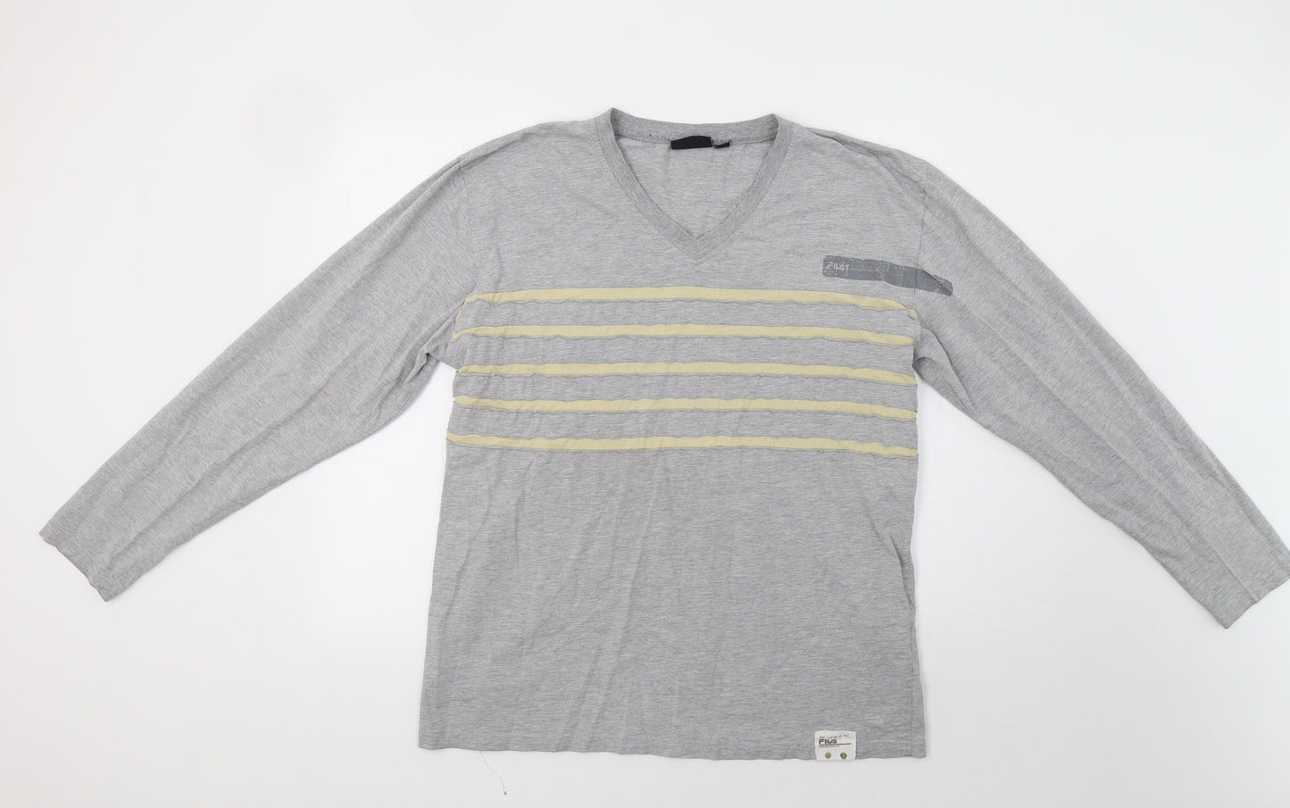 FILA Mens Grey Striped   T-Shirt Size XL