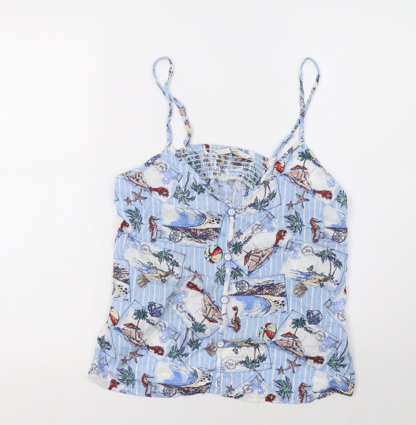 TU Womens Blue Geometric  Basic Tank Size 12  - Seaside