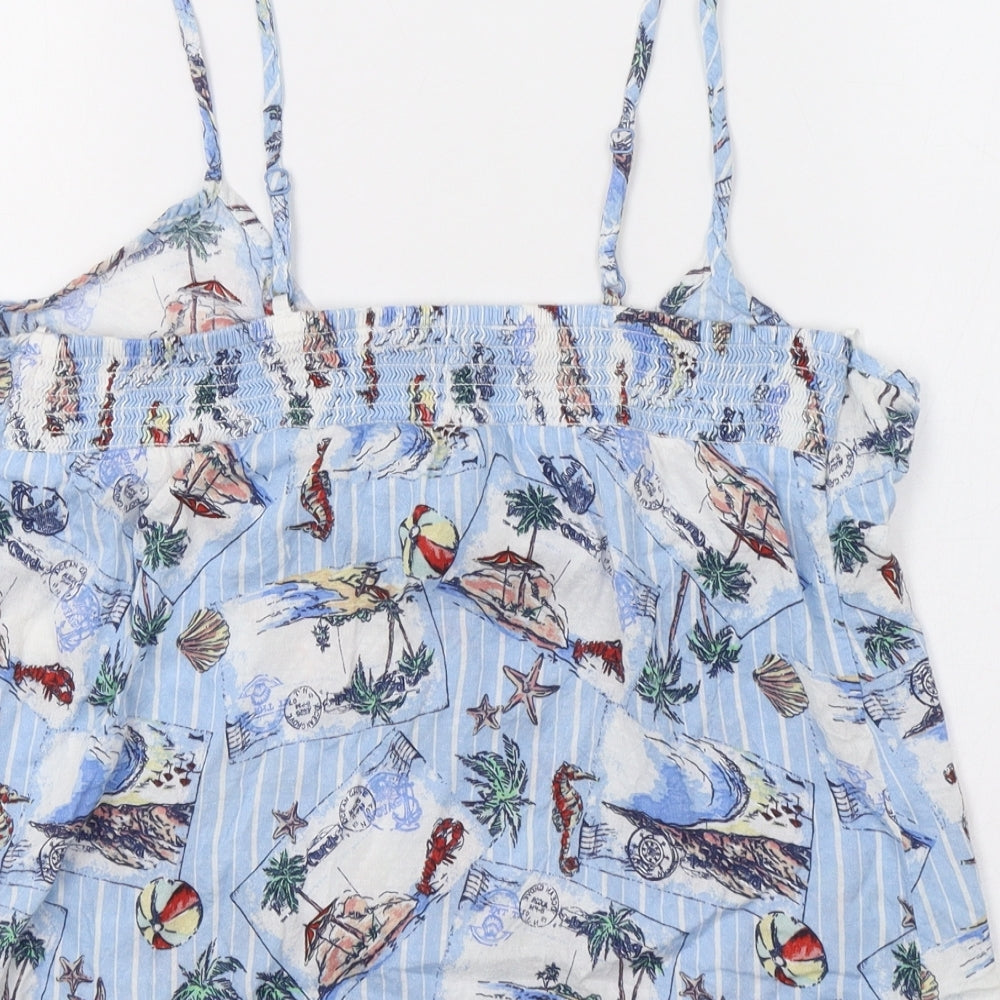 TU Womens Blue Geometric  Basic Tank Size 12  - Seaside