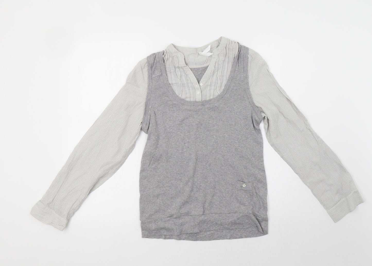 M&S Womens Grey Striped  Pullover Jumper Size 12