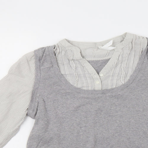 M&S Womens Grey Striped  Pullover Jumper Size 12