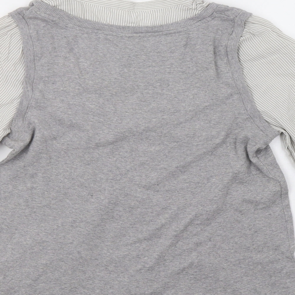 M&S Womens Grey Striped  Pullover Jumper Size 12