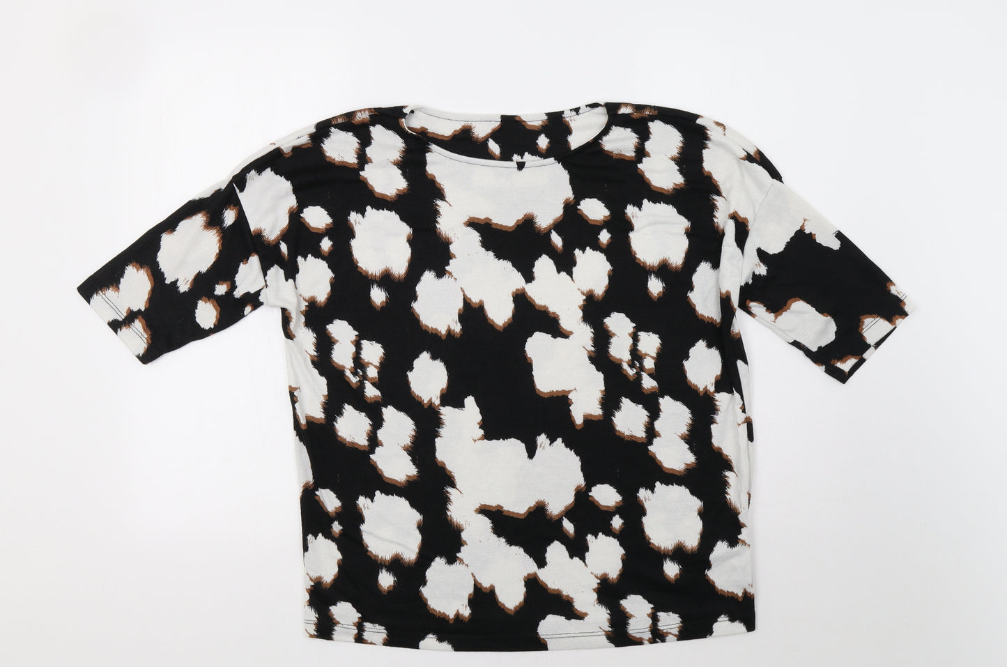F&F Womens Black Animal Print  Basic Blouse Size 12