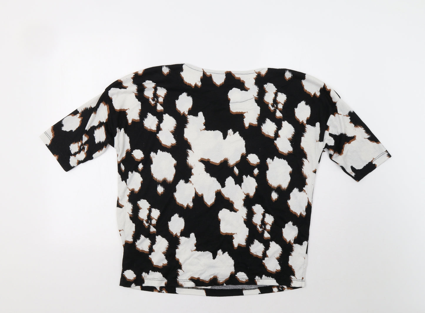 F&F Womens Black Animal Print  Basic Blouse Size 12
