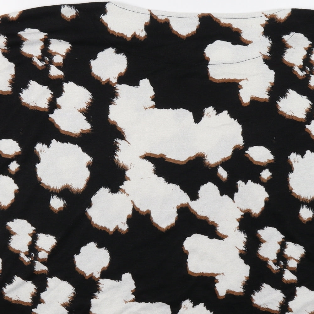 F&F Womens Black Animal Print  Basic Blouse Size 12