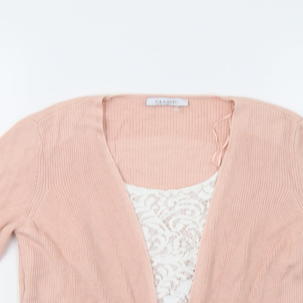 M&S Womens Pink Floral  Cardigan Jumper Size 10