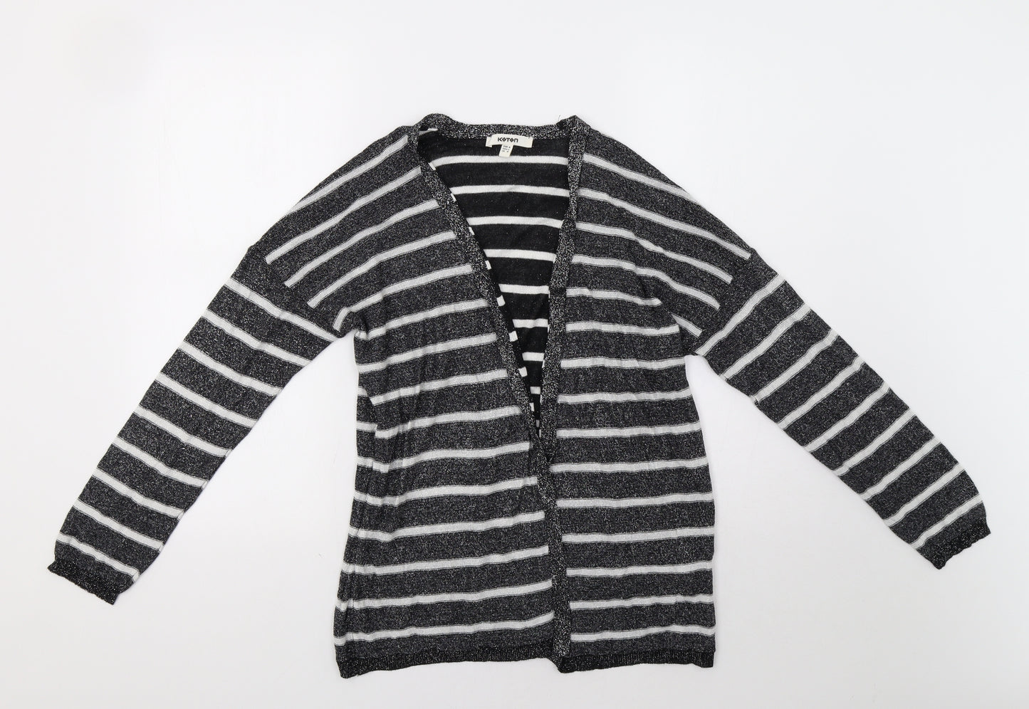 Koton Womens Black Striped  Cardigan Jumper Size M
