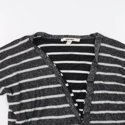 Koton Womens Black Striped  Cardigan Jumper Size M