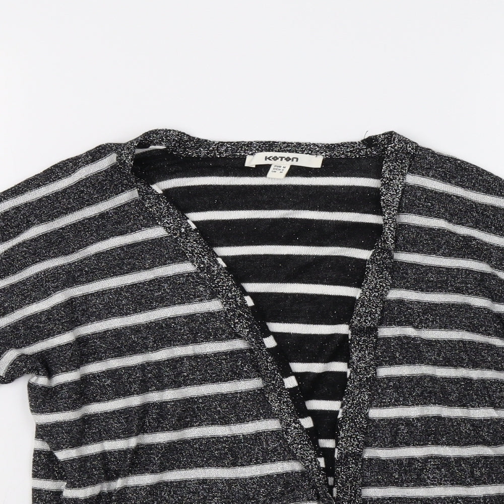 Koton Womens Black Striped  Cardigan Jumper Size M