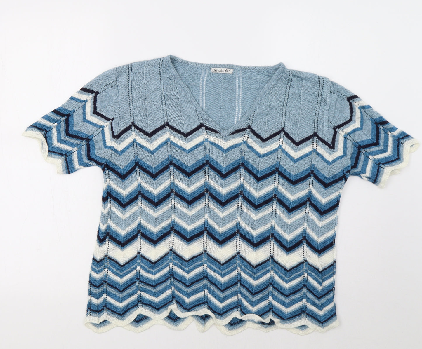 Berkertex Womens Blue Geometric  Pullover Jumper Size 16