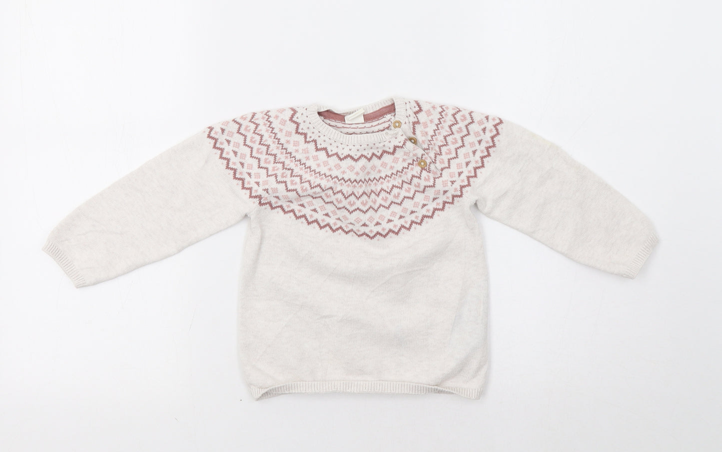 H&M Baby Beige Fair Isle  Pullover Jumper Size 18-24 Months