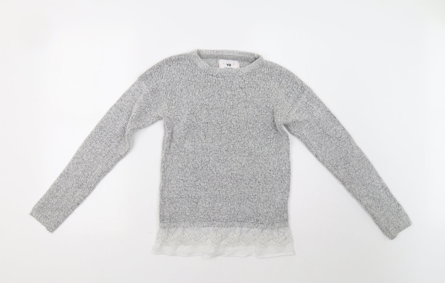 Primark Girls Grey   Pullover Jumper Size 11-12 Years  - Lace Detail