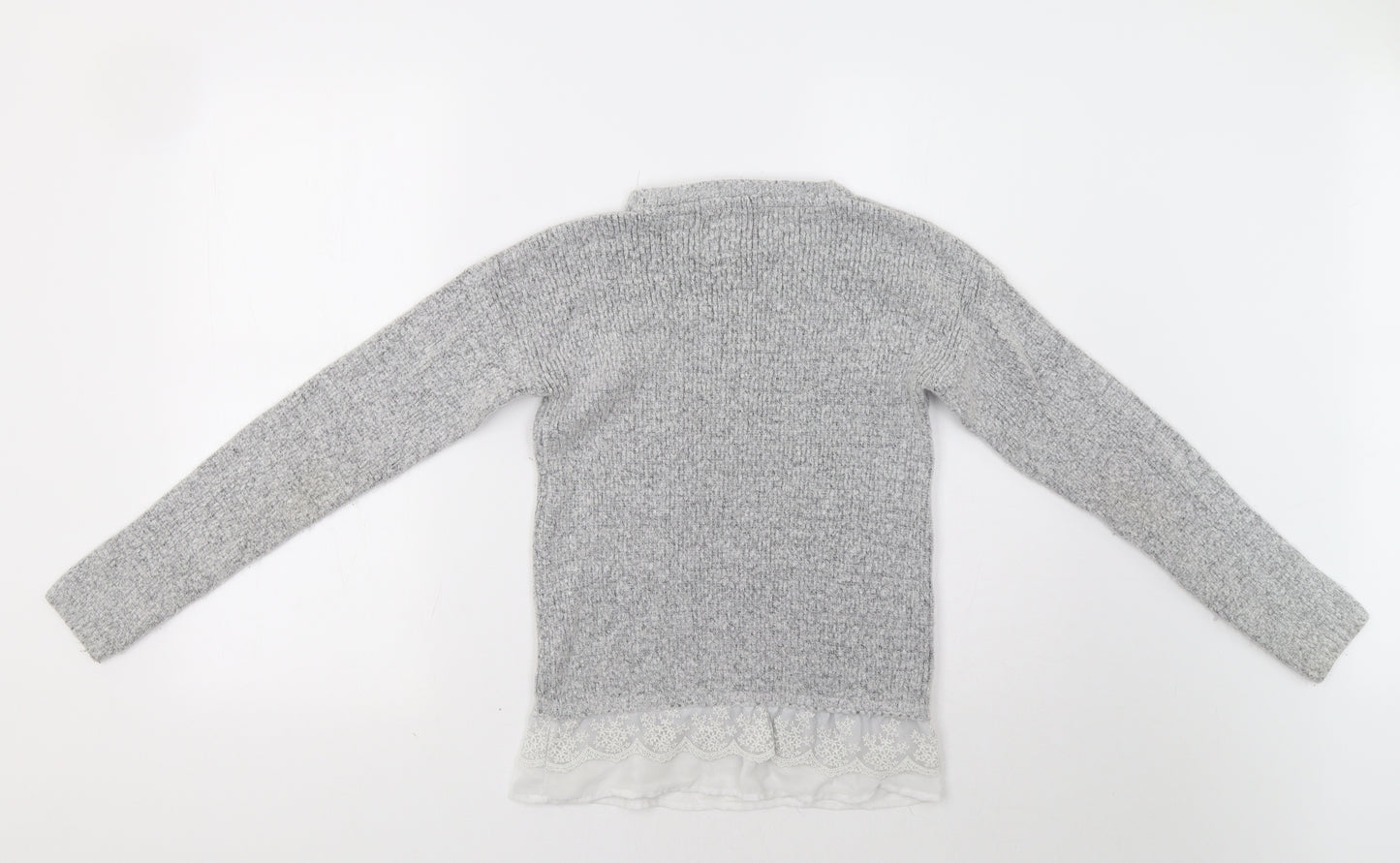 Primark Girls Grey   Pullover Jumper Size 11-12 Years  - Lace Detail