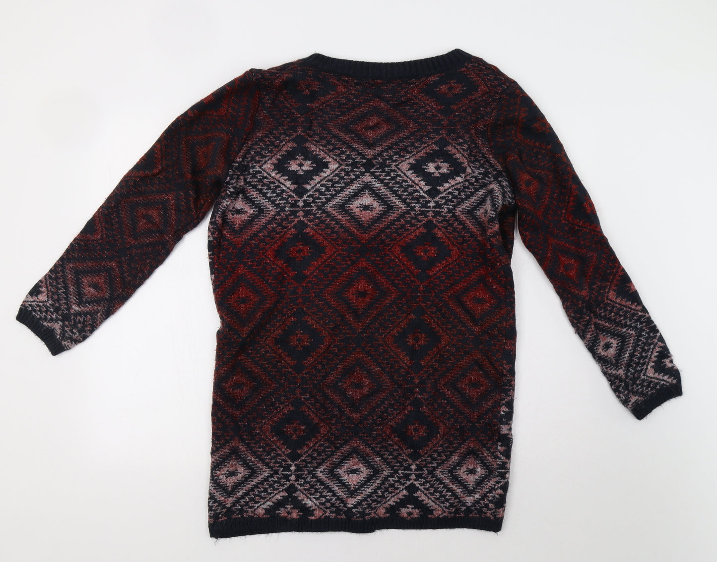 TU Womens Red Geometric  Cardigan Jumper Size 12