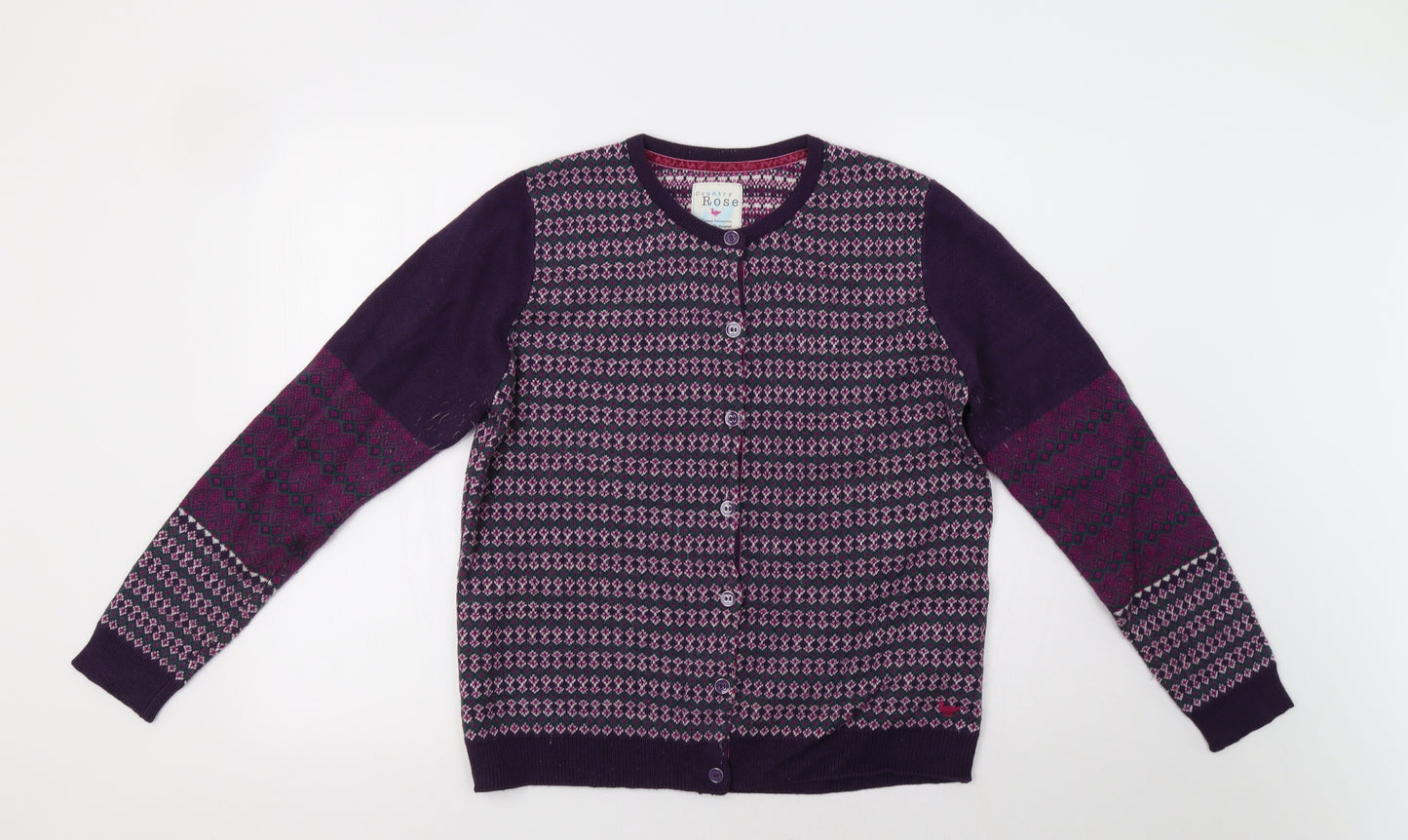 Country Rose Womens Purple Geometric  Cardigan Jumper Size M