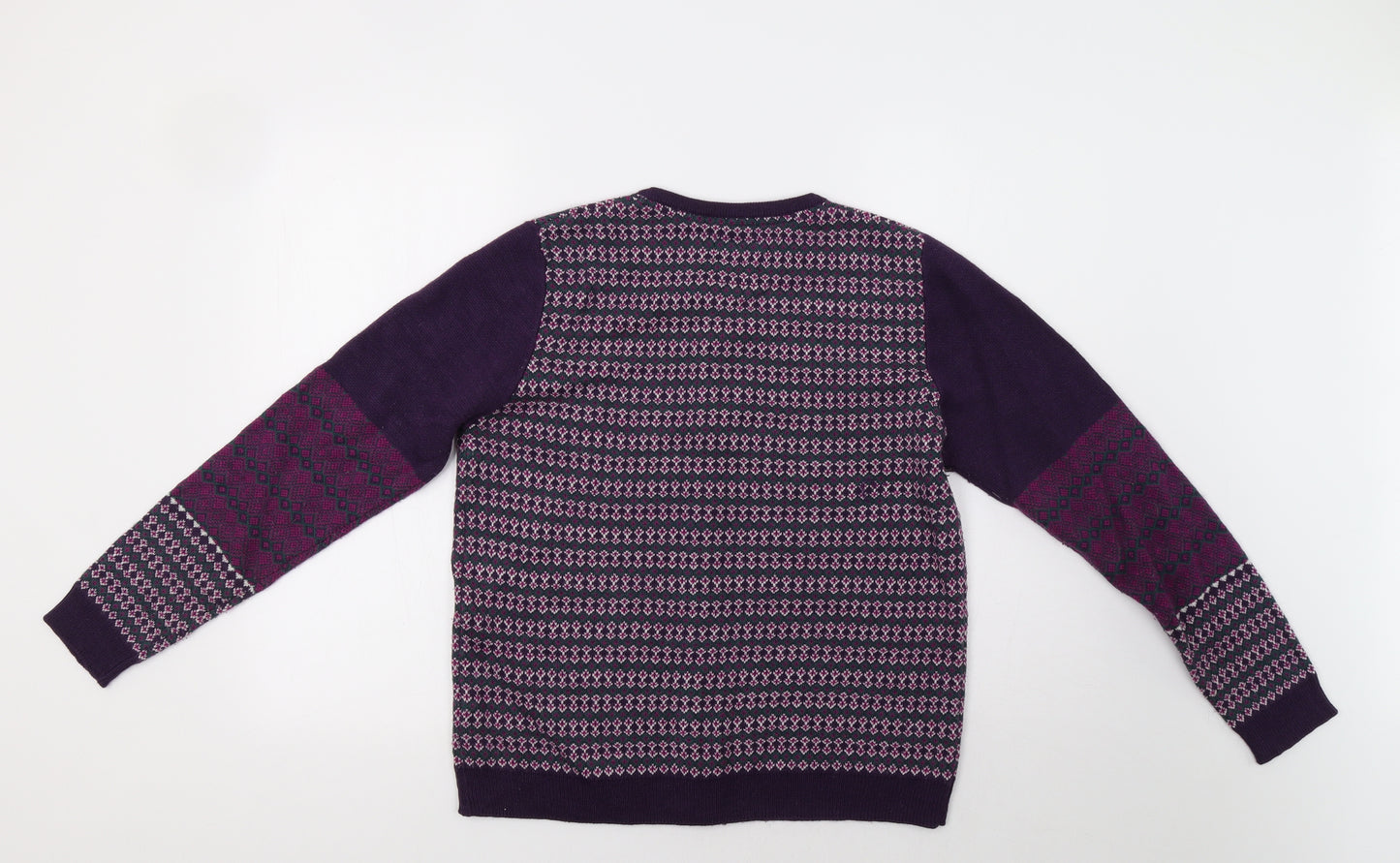 Country Rose Womens Purple Geometric  Cardigan Jumper Size M