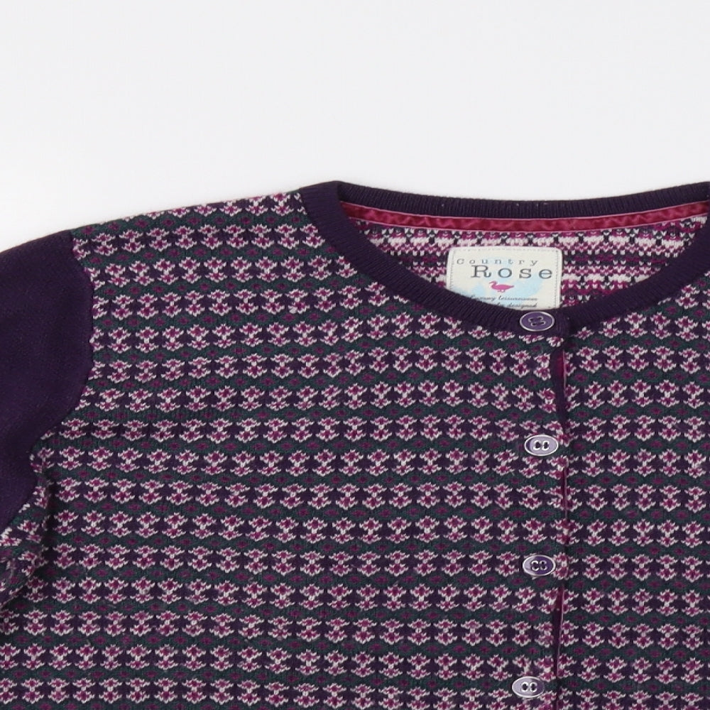 Country Rose Womens Purple Geometric  Cardigan Jumper Size M