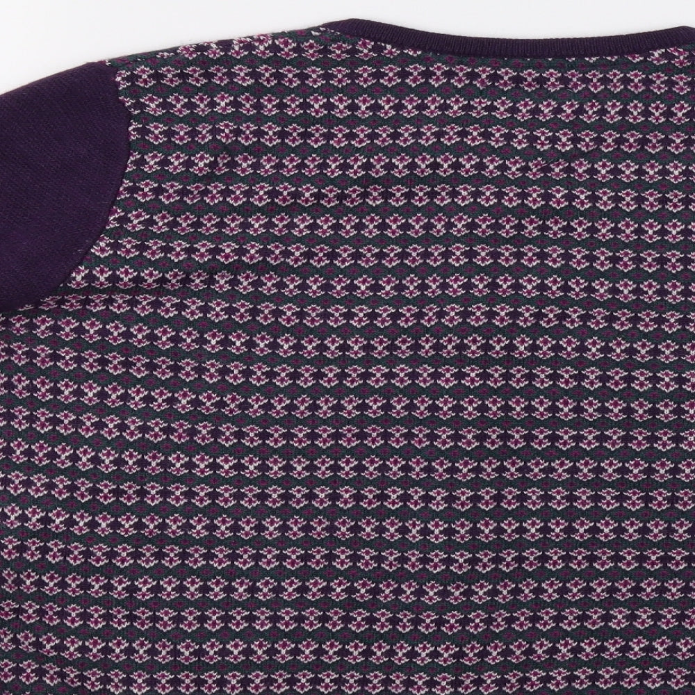 Country Rose Womens Purple Geometric  Cardigan Jumper Size M
