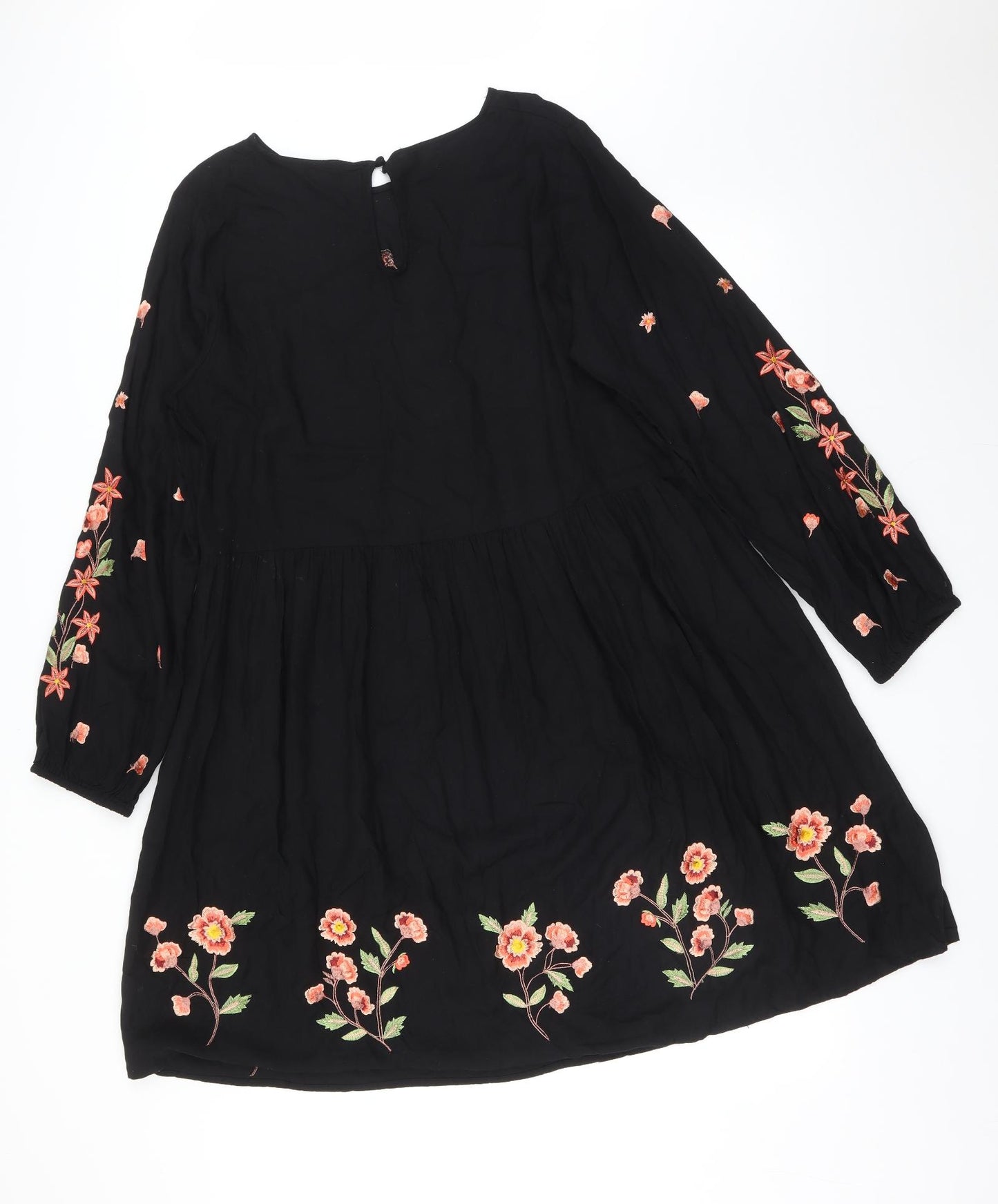 George Womens Black Floral  A-Line  Size 16
