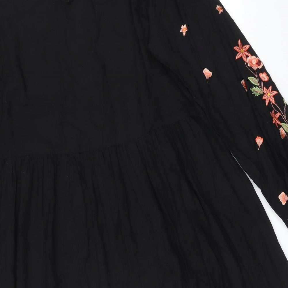 George Womens Black Floral  A-Line  Size 16