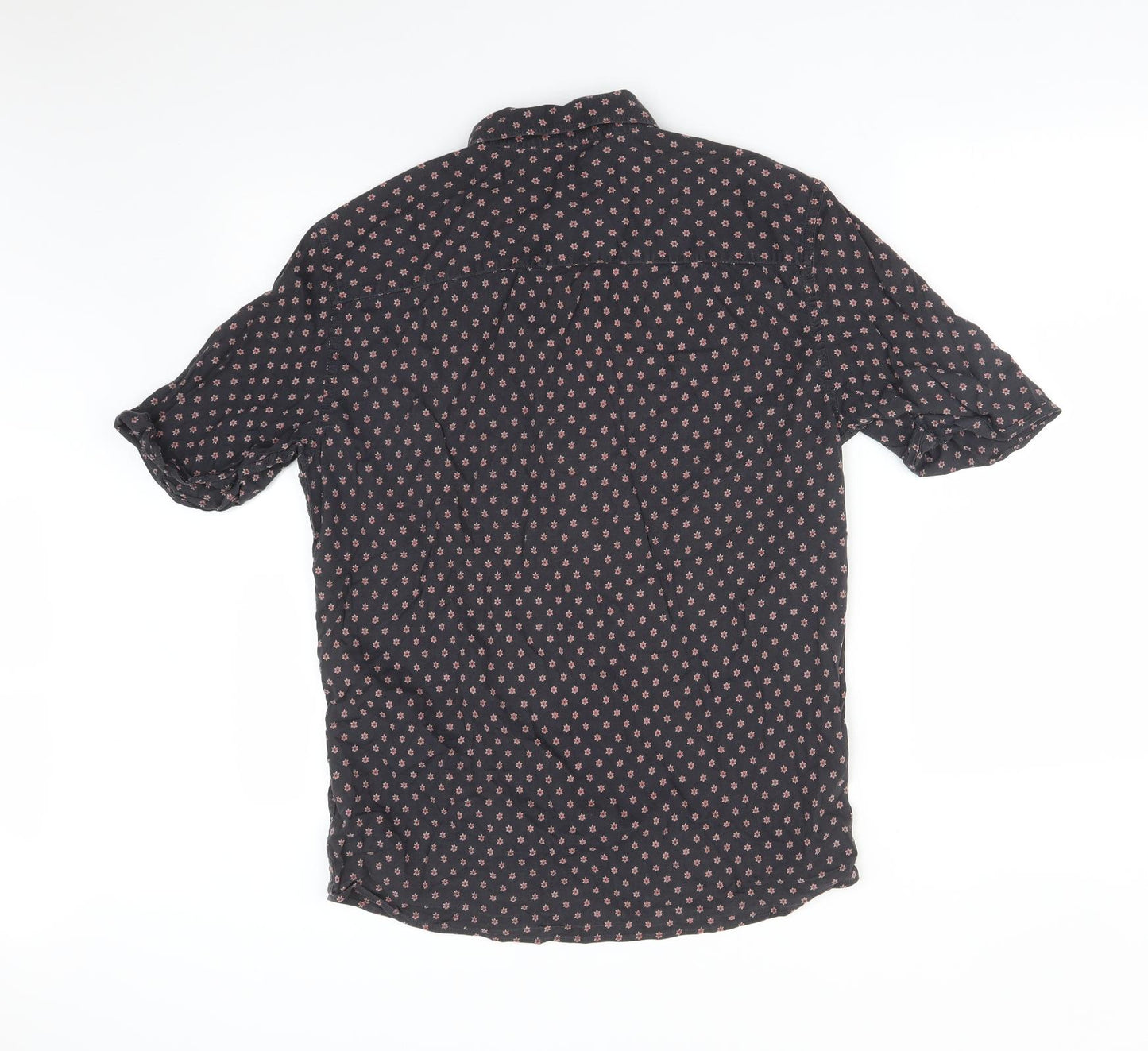ALL SAINTS Mens Black Floral   Button-Up Size M